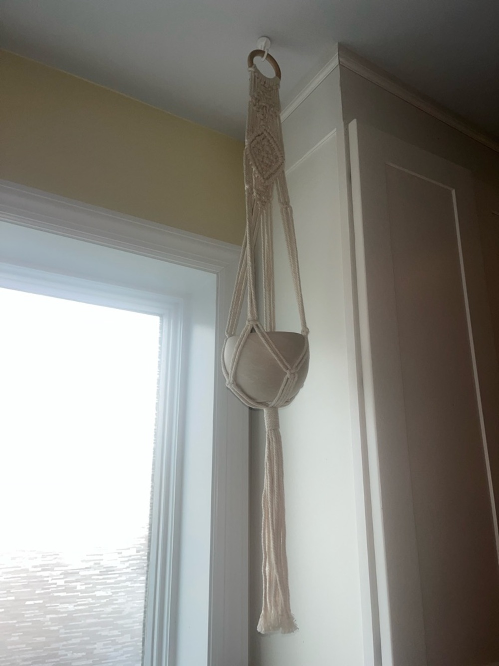 Handmade Macramé Plant Hanger Tapestry - Cream